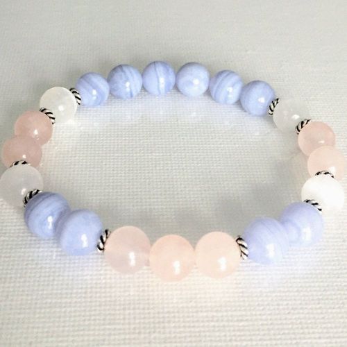 Bracelet En Dentelle Bleue De Qualité Aaa Mg0816, Agates, Quartz De Neige, Cristal Rose, Bracelet De Protection Contre L'énergie Négative