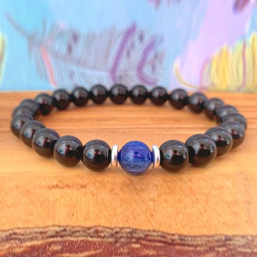 Bracelet En Pierre Naturelle Pour Hommes, Tourmaline Noire, Bleu, Qualité Aaa, Protection De L'énergie, Livraison Gratuite, Vente En Gros