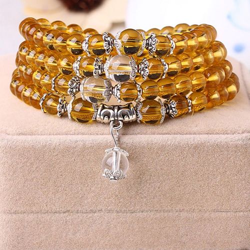 Bracelet En Cristal Jaune Pour Femmes, Nouveau Design, Pierre Naturelle, Bijoux Mala De Yoga, À La Mode, 6mm, Sn1526