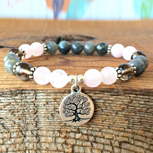 Bracelet En Pierres Précieuses Zen Mix Pour Femmes, Breloque De Qualité A, Labradorite, Chakra, Arbre De Vie, Vente En Gros