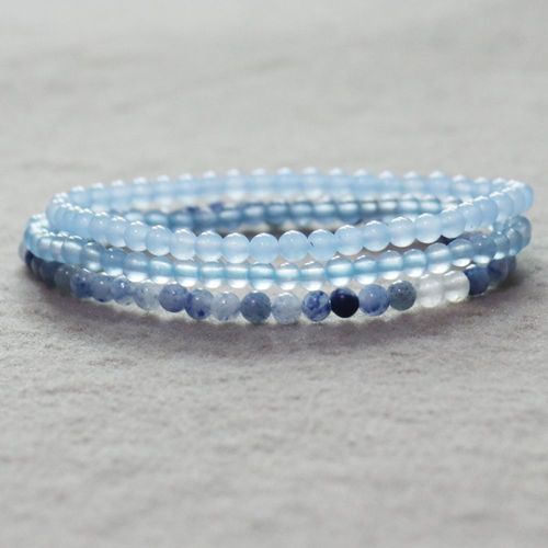 Bracelet En Célestine Naturelle Pour Femmes, Perles Bleues Aventurine Mala, 4mm, Mini Pierres Précieuses, Ensemble, Mg0065