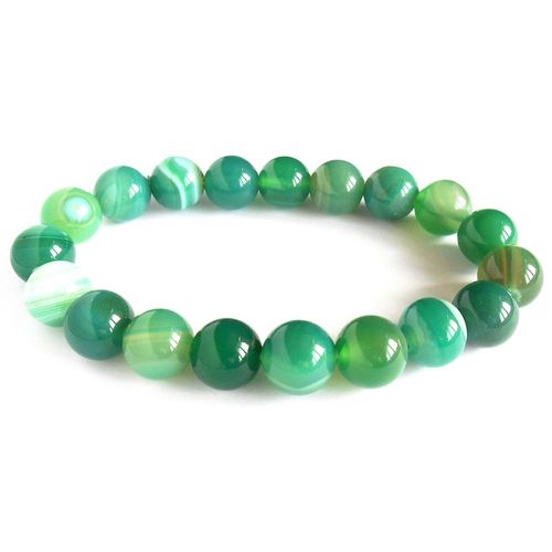 Bracelet Extensible En Agates Bandes Vertes Pour Hommes, Nouveau Design De 10mm, Pierre Précieuse Perlée, Bracelet Mala Yoga
