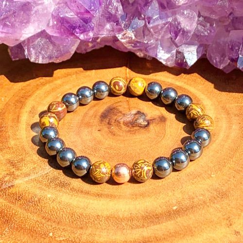 Bracelet En Hématite Mariam Jaspers Pour Hommes, 8mm, Chakra, Énergie De Guérison, Protection Contre Le Stress, Livraison Gratuite, Vente En Gros