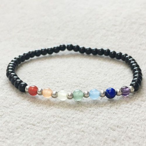 Mini Bracelet En Pierres Précieuses 7 Chakra, 4mm, Tourmaline Noire, Pour Femmes, Yoga, Mala, Équilibre Énergétique, Vente En Gros