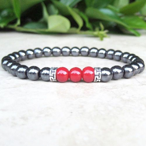 Bracelet De Mise À La Terre En Hématite Et Mala, 6mm, En Corail Rouge, Noir, Nouveau Design, Bracelet De Couple Pour Hommes Et Femmes, Force D'équilibre Et D'harmonie