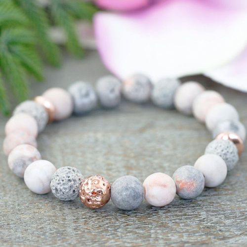 Bracelet De Yoga Mala Pour Femmes, Nouveau Design, Pierre Naturelle, Énergie, Vintage, Gris, Pierre De Lave, Bijoux Faits À La Main