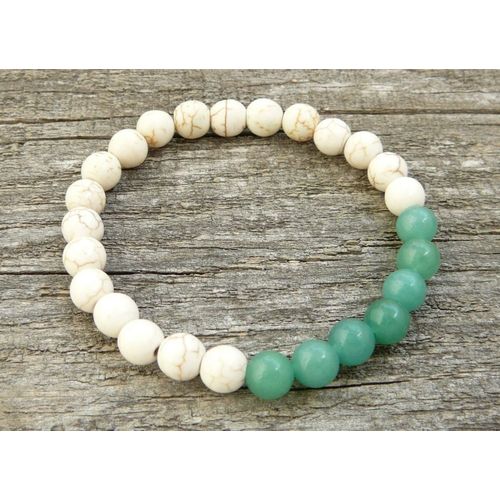 Bracelet Unisexe Pour Hommes Et Femmes, Bijou De Méditation, De Yoga, Perlé Howlite, Vert, Aventurine, Sn0334