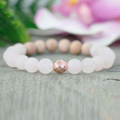 Bracelet En Perles De Bois En Cristal Rose, Nouveau Design, Guérison, Pour Amour, Couronne, Coeur, Chakra, Bracelet Mala, Mg1072
