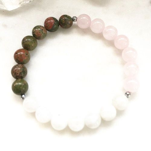 Bracelet En Pierre De Lune De Qualité Aa Pour Femmes, Bijoux En Cristaux Roses, Pierre Unakite Naturelle, Porte Bonheur, Pour L'anxiété