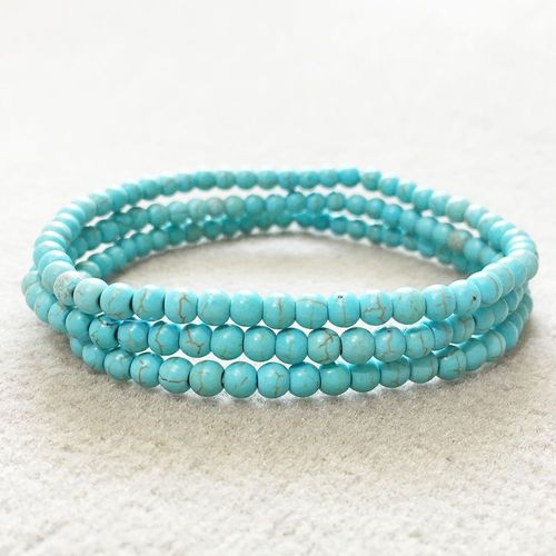 Bracelet Enroulé En Pierre Naturelle, Nouveau Design, Turquoise, Perles De Yoga Mala, 4mm, Mini Pierres Précieuses