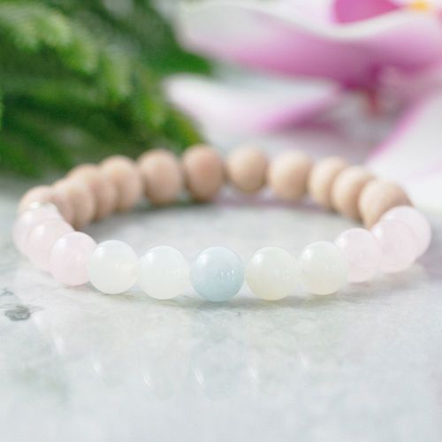Bracelet En Pierre De Lune, 8mm, En Bois De Santal, Chakra, C¿Ur, Cristaux De Guérison, Énergie Positive, Cadeau Pour Elle