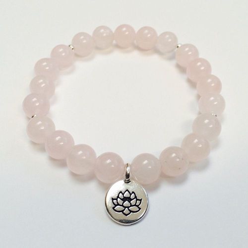Bracelet De Yoga En Quartz Rose Naturel Pour Femmes, Bijou À Perles, Lotus, Breloque En Cristal Naturel, À La Mode, Mg0847