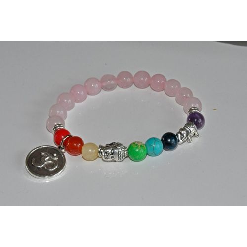 Bracelet Bouddha Fleur De Lotus En Cristal Rose 7 Chakra, Bracelet Éléphant Porte Bonheur Om Yoga, Perles De Prière Mala, Sn0195