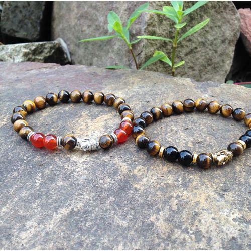 Bracelet Bouddha Couleur Or Pour Homme, Bijoux En Pierre Noire, ¿Il De Tigre, Pierre Naturelle, Sn0389