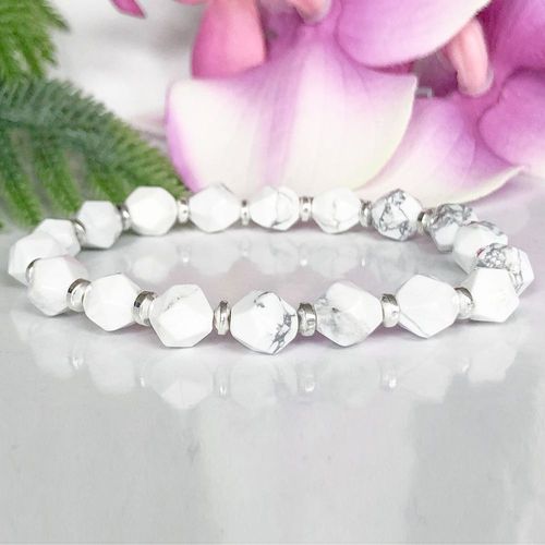 Bracelet En Cristal De Guérison, En Marbre Howlite Blanc, Soulagement De L'anxiété, Perle De Yoga, Meilleurs Cadeaux Mala Pour Elle, Nouveau