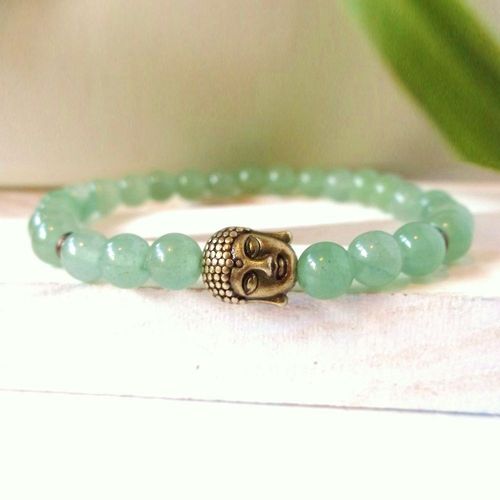 Bracelet De Bouddha En Pierre Verte Pour Femmes, En Vrac, En Pierre Naturelle, Sn0259