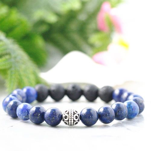 Bracelet En Lapis Lazuli Naturel Pour Hommes, 8mm, Pierre De Lave, Bracelet D'énergie, Bijou Délicat Fait À La Main