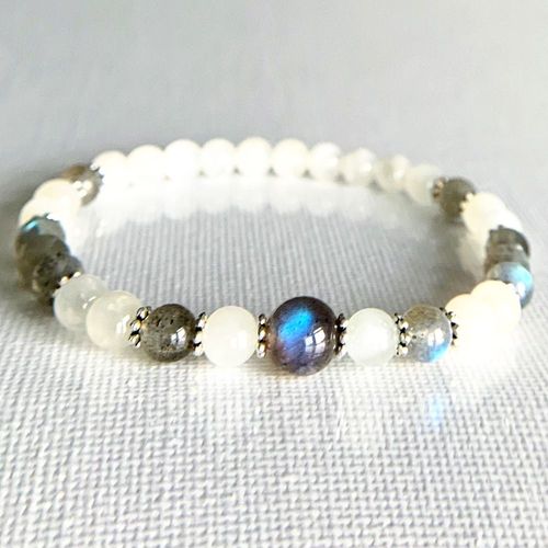 Bracelet En Pierre De Lune Pour Femmes, Labradorite, C¿Ur, Chakra, Guérison, Mala, Yoga Délicat, 6mm, Grade A, Mg0763