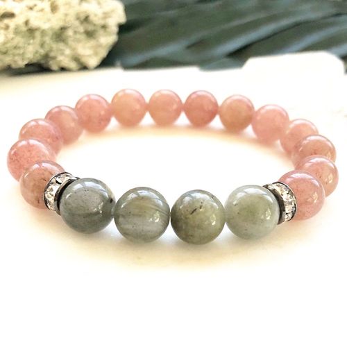 Bracelet En Pierre Naturelle Labradorite Pour Femmes, 10mm, Pierre De Soleil De Qualité A, À La Mode, Yoga, C¿Ur, Mala, Mg0859