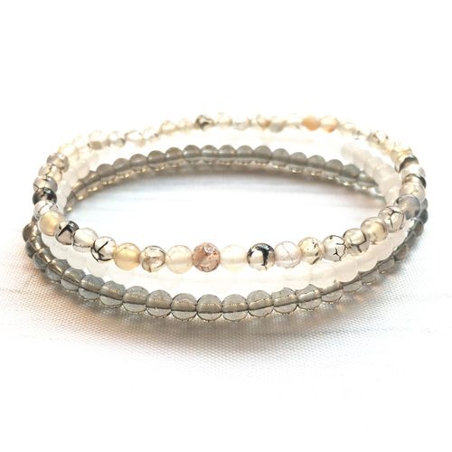 Bracelet De Perles Quartz Z Mala Pour Femmes, En Cristal De Neige, 4mm, Agate, Dragon Veineux, Mini Gemme, Ensemble De Bracelets En Pierre, Mg0132