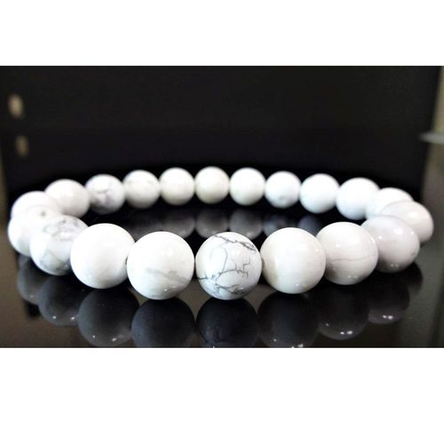 Bracelet En Perles Howlite Blanches Naturelles Pour Hommes, 10 Mm, Haute Qualité, Énergie, Nouveau