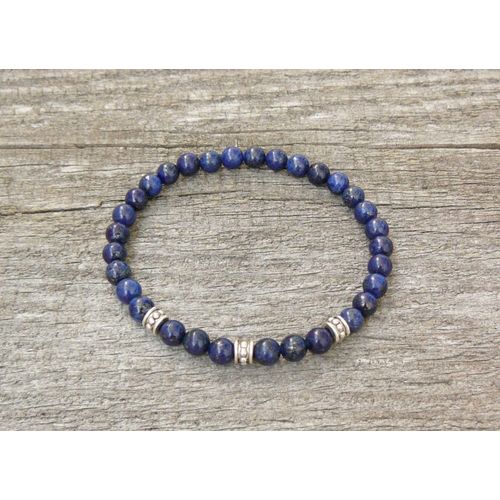 Bracelet En Lapis Lazuli Pour Femmes Ou Hommes, Bijoux En Pierre Naturelle Extensible, Perles, Sn0326