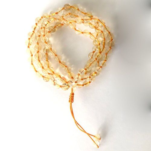 Bracelet Noué À La Main En Citrines, 6mm, Cristal Jaune Naturel, 108 Perles Mala, Bracelet De Méditation Et De Prière
