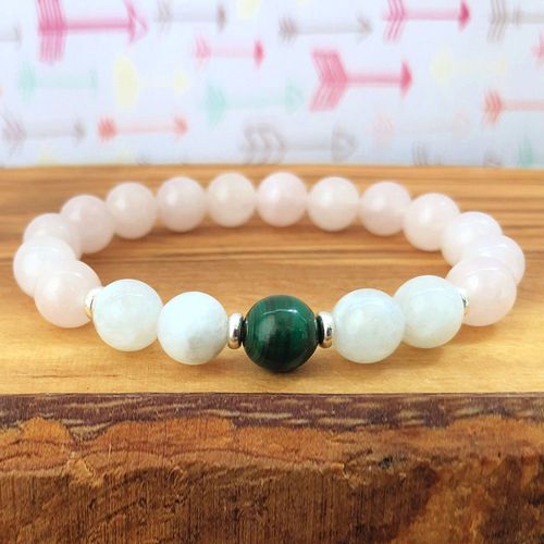 Bracelet En Pierres Précieuses Naturelles Pour Femmes, Qualité Aaa, Malachite, Pierre De Lune, Rose, Quartz Z, Amitié, Vente En Gros