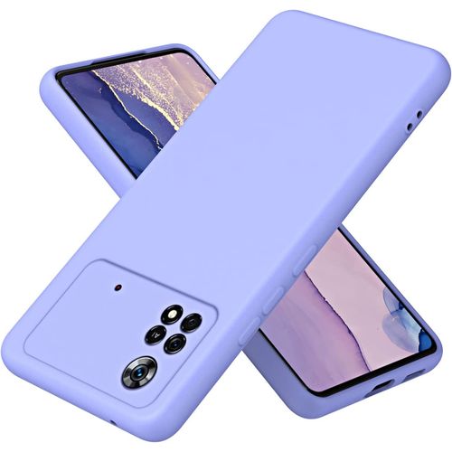 Coque Pour Xiaomi Poco X4 Pro 5g Liquid Silicone Case, Etui Coque De Telephone En Silicone Antichoc Epaissi Avec Doublure En Microfibre Housse Protection - Violet