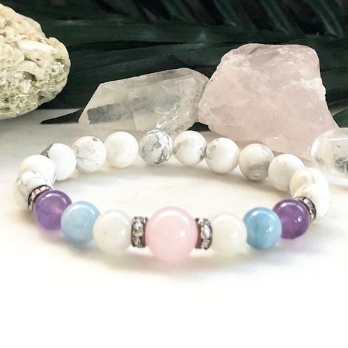 Bracelet Howlite À Cristaux Naturels Pour Femmes, Nouveau Design, Haute Qualité, Énergie, Pierre De Lune, Meilleur