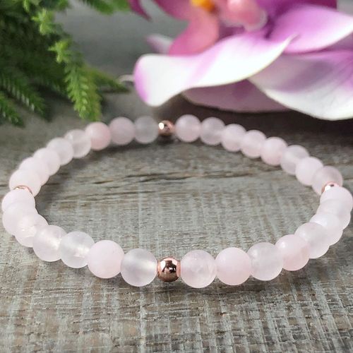 Bracelet Quartz Z Rose Mat De 6mm, Perle De Couleur Or Rose, Cristaux De Guérison De Haute Qualité, Bijoux Yoga Mala, Mg0967
