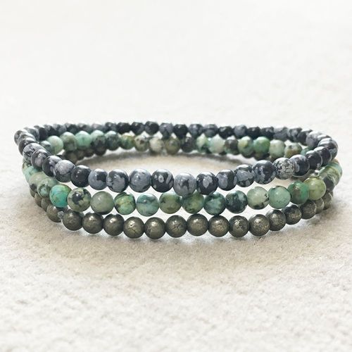 Bracelet En Obsidienne De Flocon De Neige Mg0084, En Pyrite Naturelles, Perles De Yoga Mala, 4mm, Mini Pierres Précieuses, Ensemble, Vente En Gros