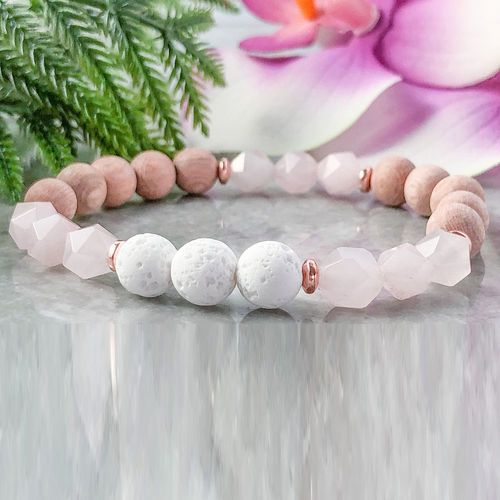 Bracelet En Pierre De Lave Z, Coupé, En Bois De Rose Naturel, Perle, Diffuseur D'huile Essentielle, Énergie