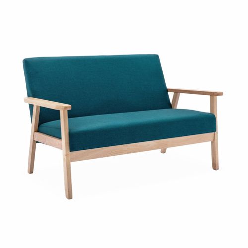 Banquette Canapé En Bois Et Tissu Bleu Pétrole Isak L 114 X P 69.5 X H 73cm