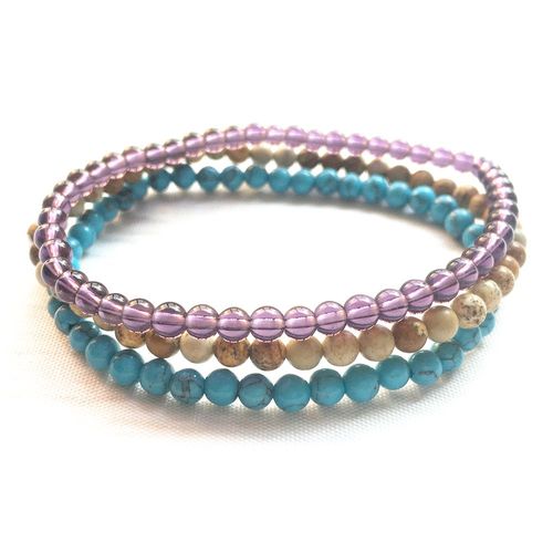 Bracelet De Perles Mala En Cristaux Violets Pour Femmes, 4mm, Bleu, Perle, Quartz, Mini, Gemme, Mg0129