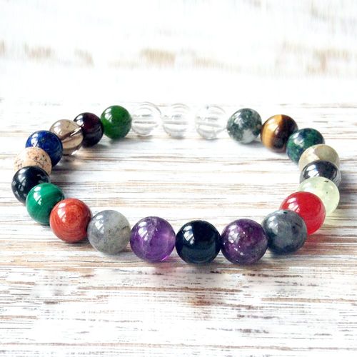Bracelet D'énergie Mixte En Cristaux De Guérison, 8mm, ¿Il De Tigre, Lapis Lazuli, Malachite Labradorite De Qualité A, Vente En Gros