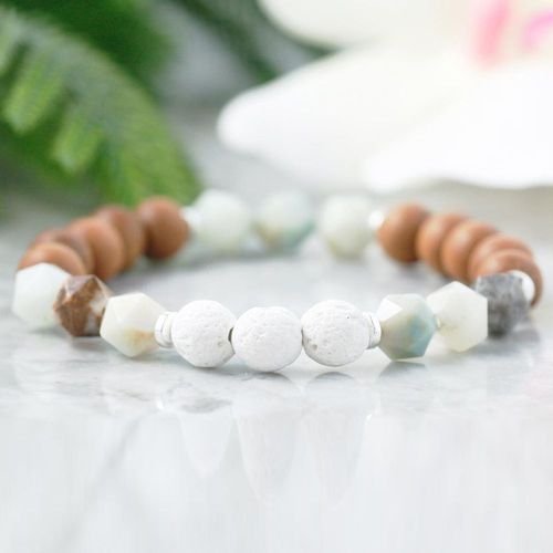 Bracelet De Protection En Amazonite Mg1076 Pour Soulager L'anxiété, Cristaux De Guérison, Bijoux De Yoga Chakra, Diffuseur D'huile Essentielle Et D'énergie