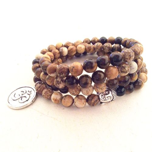Bracelet Mala En Amazonite Bouddha 108 Pour Femmes, Perles Naturelles, En Forme De C¿Ur, Chakra, Yoga, Vente En Gros