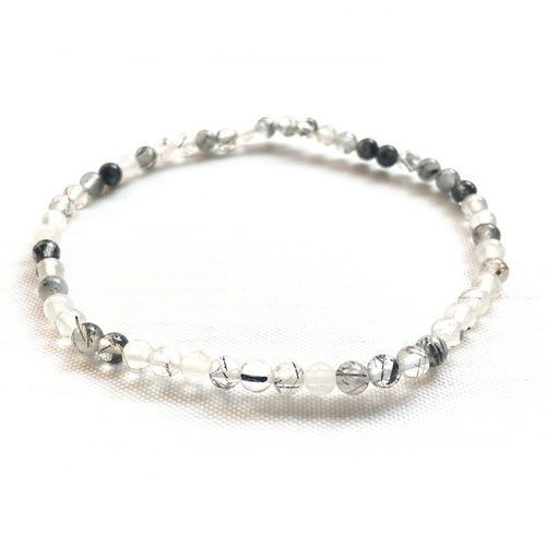 Bracelet En Pierre Précieuse Noire Rutilé, 4mm, Mini, Cristal, Équilibre Énergétique, Pour Femmes, Vente En Gros