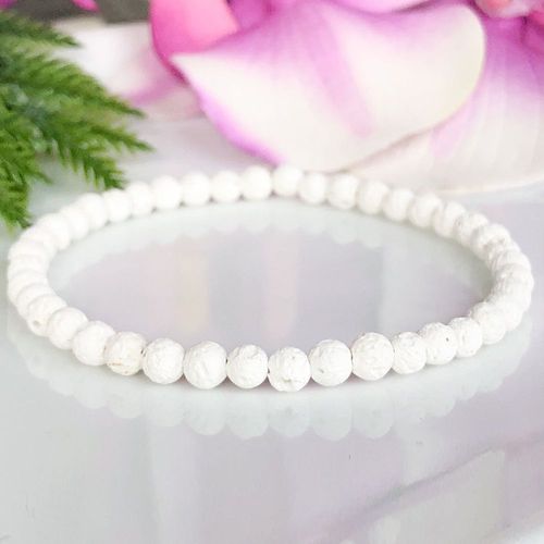 Bracelet En Pierre De Lave Blanche, Bracelet Avec Diffuseur D'huile Essentielle, Bijoux D'aromathérapie, Délicat, Perle De Lave, Yoga, Extensible