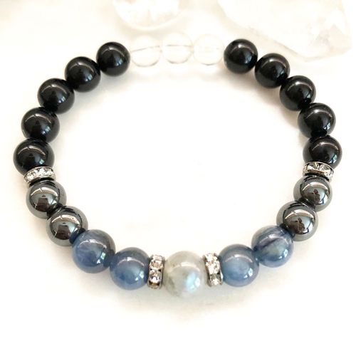 Bracelet En Kyanite Pour Hommes, Nouveau Design, Hématite Naturelle, Labradorite, Tourmaline Noire, Bijoux Faits À La Main