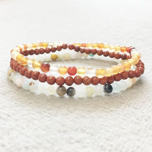 Bracelet De Yoga Amazonite Pour Femmes, Agate Rose Rouge, Perles Mala J Asper, 4mm, Mini Ensemble De Pierres Précieuses, Mg0091