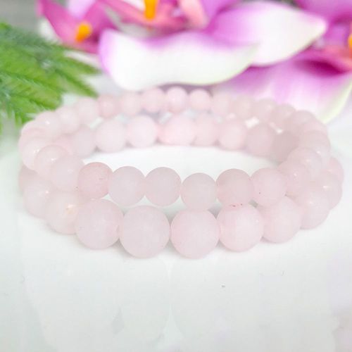 Ensemble De Bracelets Quartz Rose Pour Femmes, Bijoux De Guérison, Cristal Mala, De Haute Qualité, Fait À La Main, Yoga, Poignet Extensible