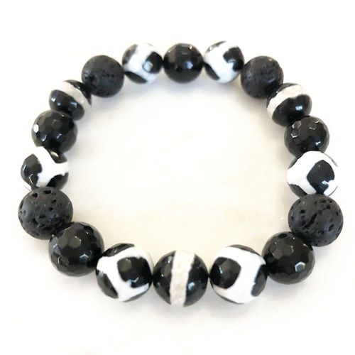Bracelet En Pierre De Lave Et Tourmaline Noire, Nouveau Design, 10mm, Perles Dzi, Cristal, Grade Aa