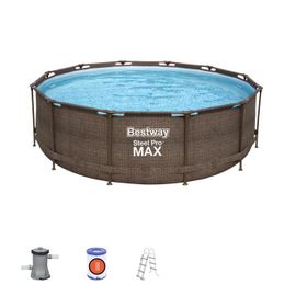 Piscine hors sol Steel Pro Max ronde effet rotin 366 x 100 cm