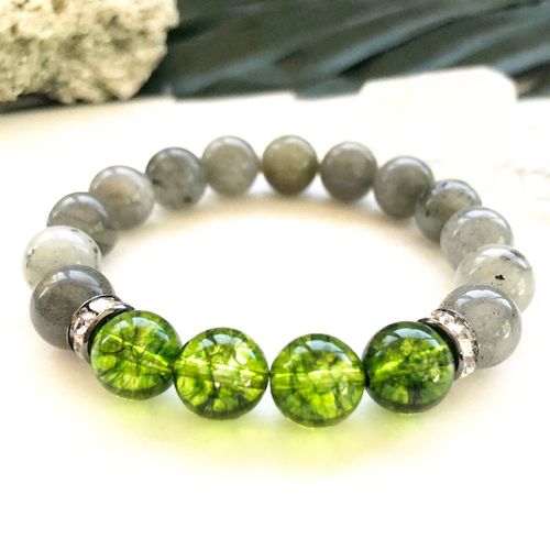 Bracelet En Labradorite Pour Hommes, Fait À La Main, En Cristal Perlé, Mala, En Pierre Olivine Naturelle, Énergétique, 10 Mm