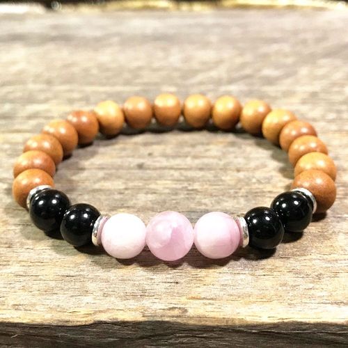 Bracelet Kunzite Pour Femmes, Nouveau Design, 8mm, Tourmaline Noire, Bois De Santal, Puissance, Couronne, Chakra
