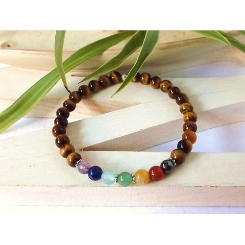 Sn0340 7 Chakra Tigres Oeil Guérison Bracelet, Pierre Naturelle Lapis Lazuli Équilibrage Bracelet Spirituel Bracelet