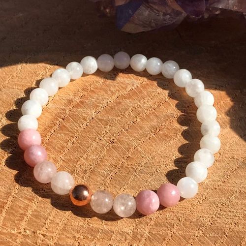 Bracelet En Pierre De Lune De Qualité A Pour Femmes, 8mm, Quartz Rose Naturel, Rhodonite, Bracelet De Déesse Porte Bonheur, Vente En Gros