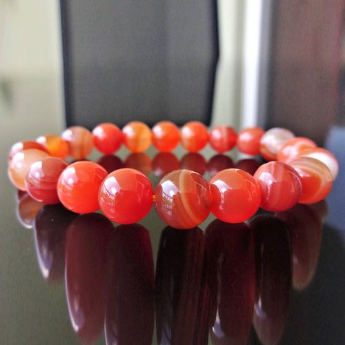 Bracelet Mala Rayé En Pierre Cornaline Pour Homme, Bijou De Qualité Supérieure, 10 Mm